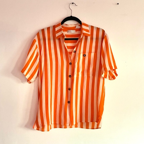 Liz Claiborne Tops - Liz Claiborne vintage orange striped silk button down